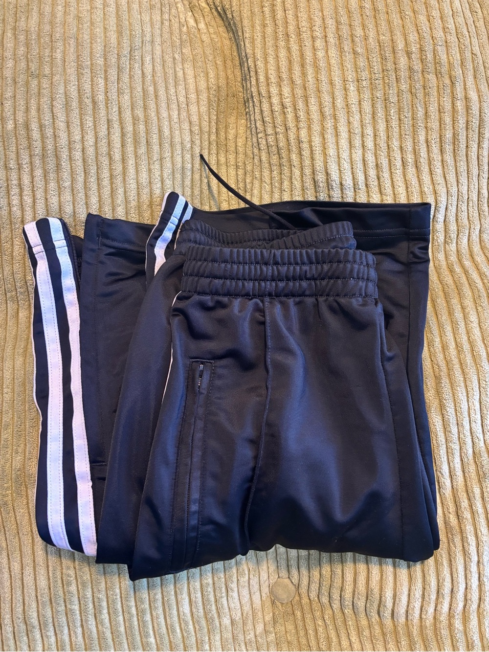 adidas black Track Pants with White Stripe